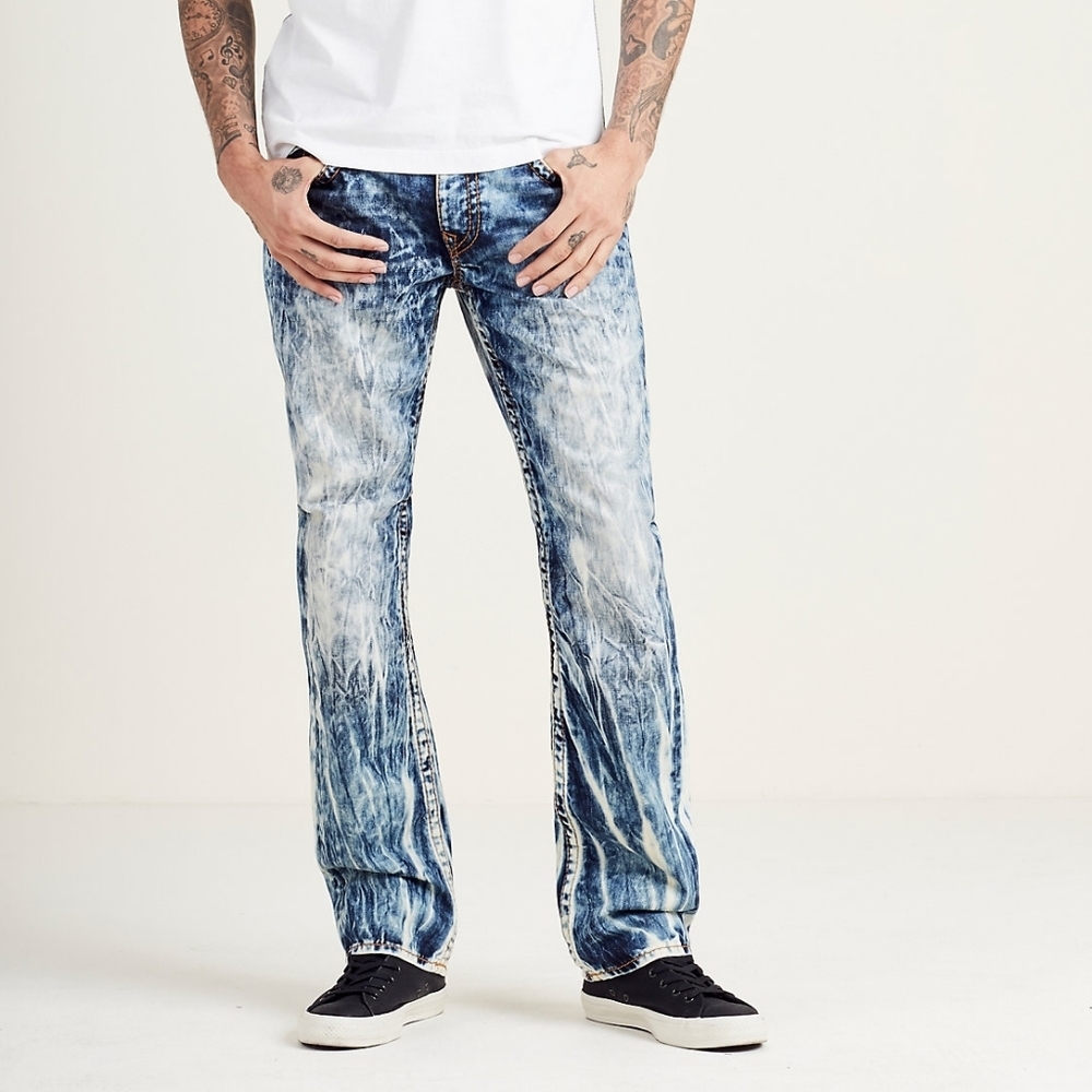 True Religion World Tour Straight Flap Big T Orange Stitch Men's Jeans Small